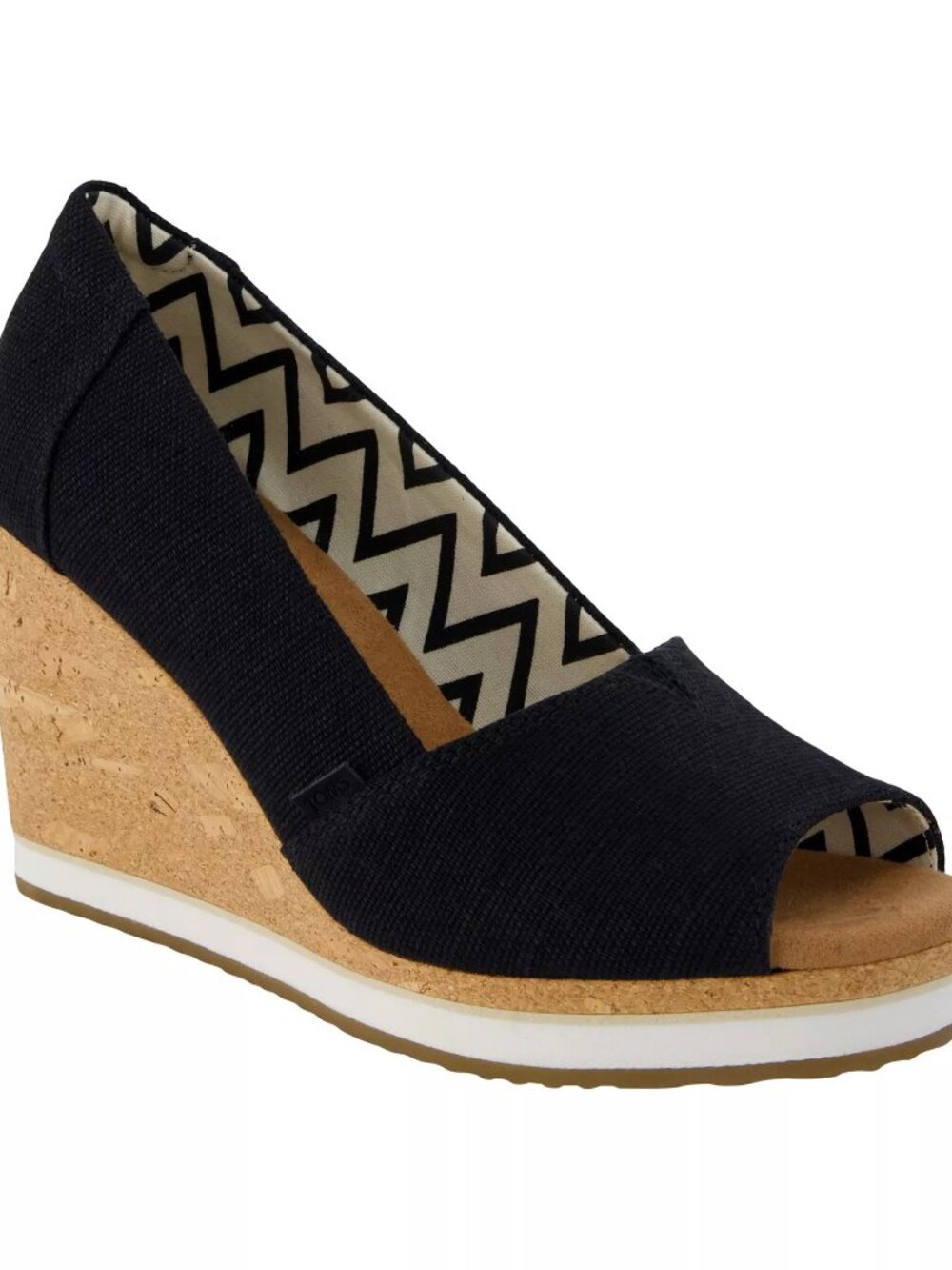 TOMS $85 Women's Essential Slip-On Wedge Sandals Black Heritage Sz 11 NIB!